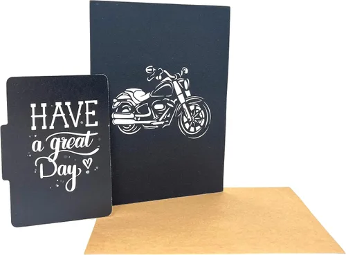 Vista 6 de 3D Pop Up Tarjeta de Felicitación Vehículos Tema (Motorcycle)