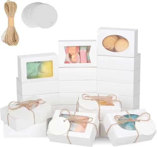 Vista 12 de COTOPHER Caja de jabón, 30 cajas pequeñas de embalaje de jabón de 2.8 x 2.8 x 1.2 pulgadas, mini cajas de papel kraft con ventana para jabón casero