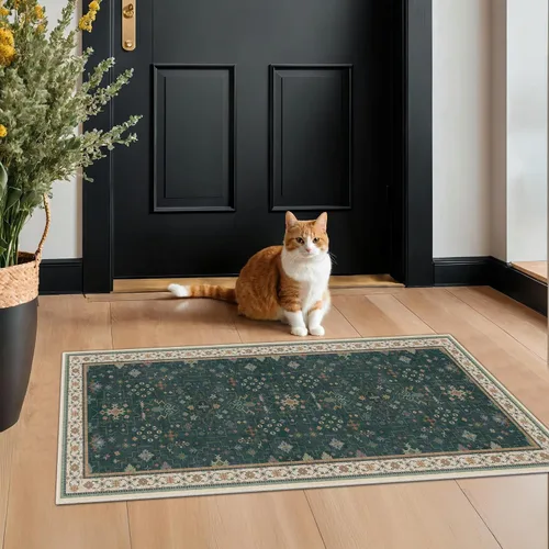 Vista 22 de Hazo Haus – Alfombra pequeña para entrada, cocina o baño, antideslizante con base de goma, resistente a las manchas y a la decoloración, diseño