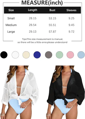 Vista 7 de LILLUSORY Camisa de playa para mujer, parte delantera abierta, ligera, para verano, playa, traje de baño con botones