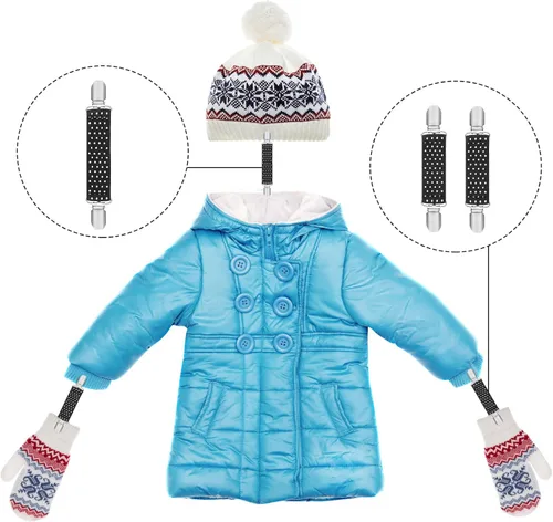 Vista 5 de SATINIOR 8 clips de guantes para niños, clips de vestir para sombrero, guantes ajustables, clip de tirantes elástico, clip para guantes pequeños, 3