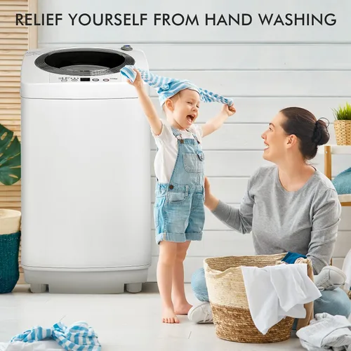 Vista 2 de RELAX4LIFE Lavadora portátil completamente automática, capacidad de 8 libras con 6 programas y 3 niveles de agua, pantalla LED, bomba de drenaje