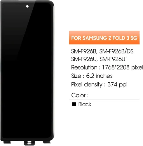 Vista 2 de AMOLED para Samsung Galaxy Z Fold 3 5G Reemplazo de pantalla LCD Z Fold3 Pantalla LCD SM-F926B SM-F926U SM-F926W Pantalla LCD Digitalizador Asamblea
