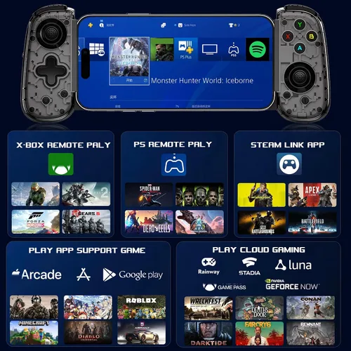 Vista 4 de Mobile Gaming Controller for Android & ALL iPhone Series (Support USB-C & Wireless Connect) Phone Gamepad with Hall Effect Joystick, Turbo, Support