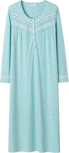 Vista 25 de Keyocean Camisones para mujer, suaves 100% algodón, cómodos camisones de manga larga para dormir para mamá Danderlion Azul