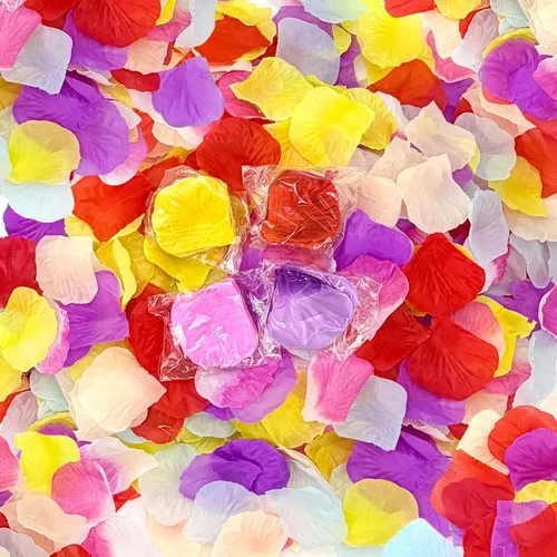Vista 3 de Pétalos artificiales, 1000 pétalos de rosa de seda para decoración de bodas, fiestas, decoración del hogar