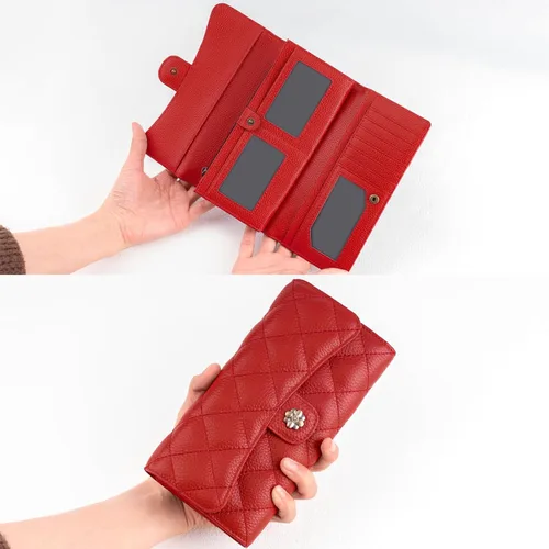 Vista 3 de XINNSTAR Cartera para mujer con bloqueo RFID de gran capacidad, cartera larga para mujer con bolsillo de muñeca, con ventana para tarjeta