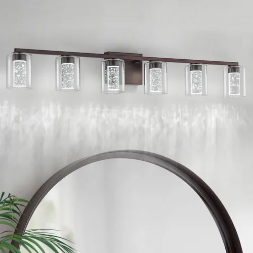 Vista 14 de SineRise - Lámpara de tocador de 2 luces, negra y dorada, con 3 modos de color (3000K/4000K/6000K), lámpara de baño LED con protección ocular