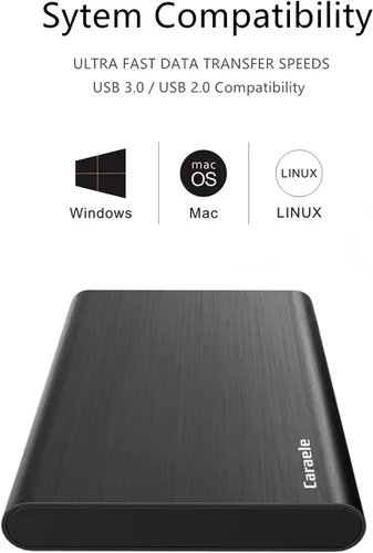Vista 3 de Disco duro externo portátil ultradelgado de 500 GB, USB3.0, almacenamiento compatible con PC, computadora de escritorio, laptop, MacBook