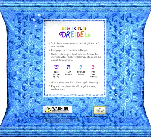 Vista 4 de Dreidels de plástico multicolor Hanukkah con transliteración en inglés, incluye instrucciones de juego por The Dreidel Company