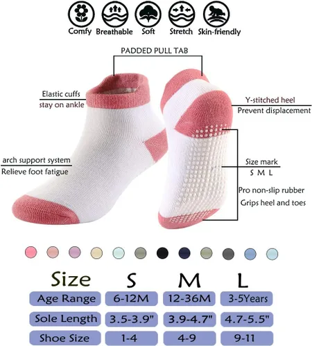 Vista 2 de Dicry Calcetines de tobillo antideslizantes para bebés y niños pequeños
