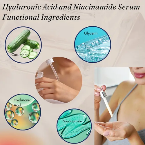 Vista 5 de Suero de ácido hialurónico puro y niacinamida con extracto de pepino 2/4/8 oz. Minimiza los poros ayuda a eliminar las líneas finas Rellenar la piel