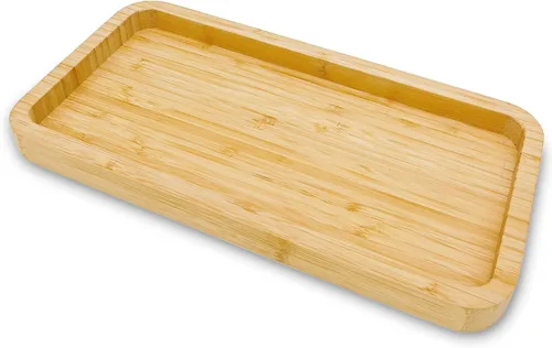 Vista 6 de Bandeja de tocador de bambú para mostrador de baño, bandeja de bambú para baño, tanque de inodoro, perfume 11.8L x 5.9A x 0.8Al pulgadas (negro)
