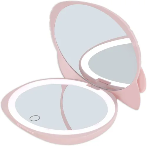 Vista 3 de Impressions Vanity Hello Kitty - Espejo compacto Kawaii con interruptor de sensor táctil para brillo ajustable, espejo de maquillaje iluminado