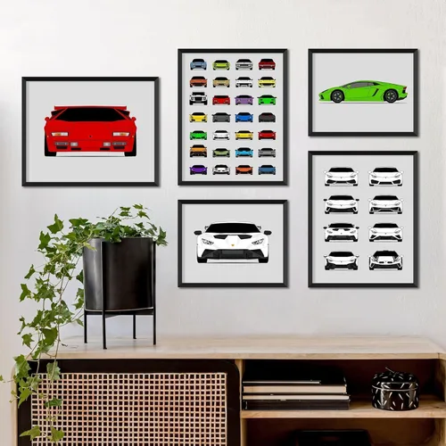 Vista 5 de Custom Car Posters Handmade Poster compatible with Lamborghini Espada (1968-1978) Print Wall Art Décor - 8x10 Satin Print (Unframed)