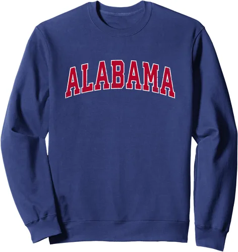 Vista 6 de Sudadera de diseño deportivo vintage Alabama AL con diseño rojo, Negro