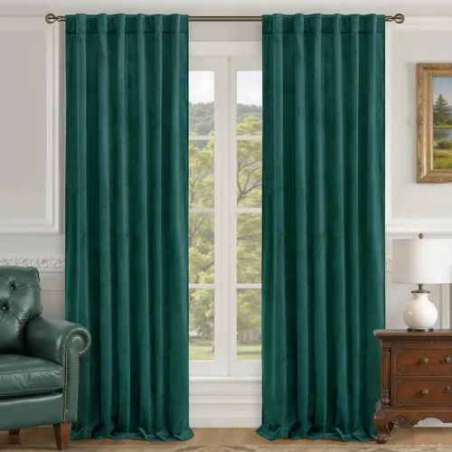 Vista 27 de LAMIT - Paneles de terciopelo beige para sala de estar de 72 pulgadas de largo, elegantes cortinas aisladas térmicamente e insonorizadas