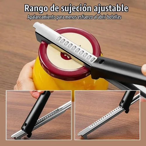 Vista 2 de Abridor de Frascos Ajustable para Manos Débiles, Nuevo Abridor de Latas de Acero Inoxidable Multifuncional Ajustable 2024, Agarrador de Tapas