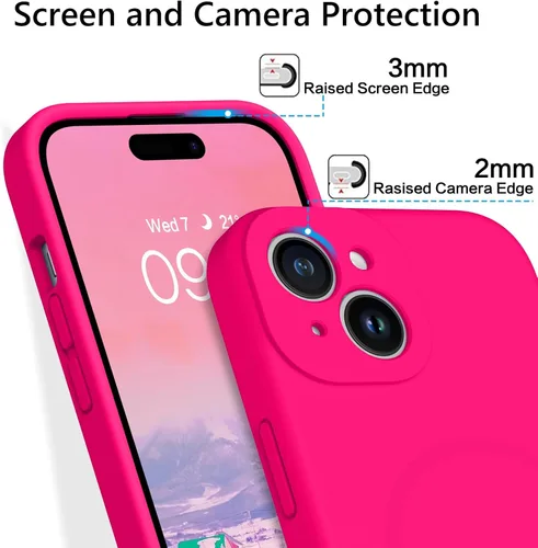 Vista 9 de GUAGUA Funda para iPhone 15 Plus de 6.7 pulgadas, silicona líquida compatible con MagSafe de goma suave, forro de microfibra delgada, funda de cojín