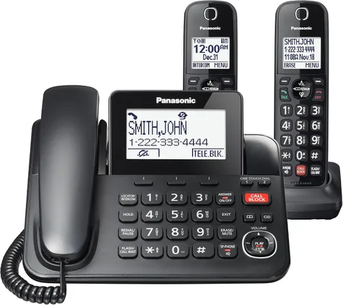 Vista 13 de Panasonic Teléfono con cable/inalámbrico con contestador, bloque de llamadas avanzado y grabación de 2 vías, 2 teléfonos ampliables hasta 6
