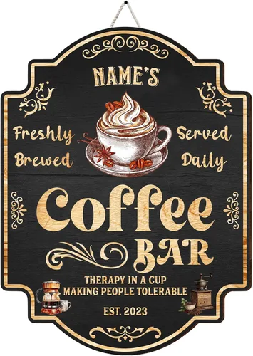 Vista 25 de Artsy Woodsy Letrero personalizado de madera para cafetería, placa de pared para decoración de cocina, regalos personalizados para amantes del café