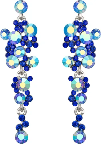 Vista 9 de Flyonce Aretes largos colgantes de cristal para mujer, bohemios, florales, para boda