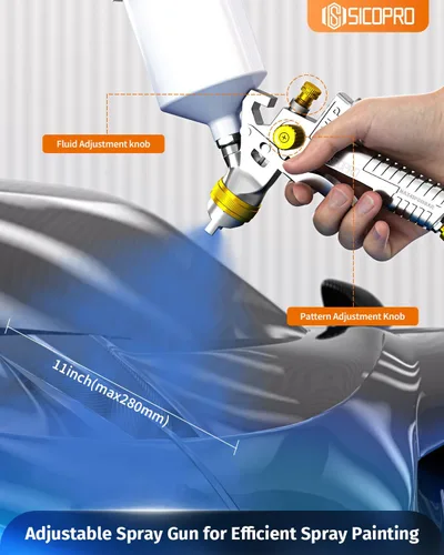 Vista 3 de Pistola pulverizadora de pintura HVLP, pulverizador de pintura a aire para pintura de casas, automóviles, pistolas de pintura automotrices