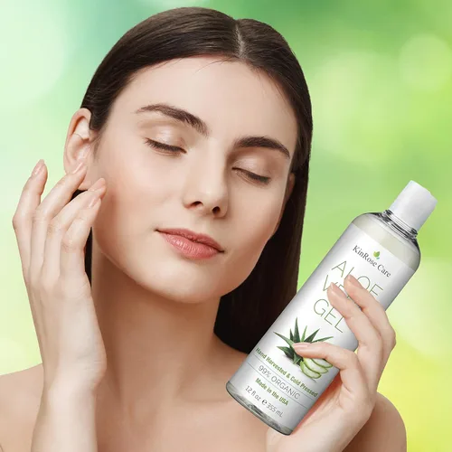 Vista 5 de KinRose Care, Gel de Aloe Vera Orgánico de 12 oz para Rostro, Piel, Cabello y Alivio de Quemaduras Solares - De Aloe Vera 100 Por Ciento Puro