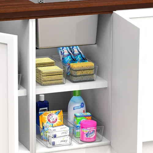 Vista 6 de Simple Houseware Organizador de latas de cocina transparente para gabinete/despensa/refrigerador/congelador/refrigerador para gabinete, despensa