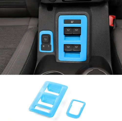 Vista 11 de RAZPOY Para Bronco - Interruptor de control de interruptor de elevación de ventana, 2 piezas de cubierta de panel de ajuste de espejo retrovisor