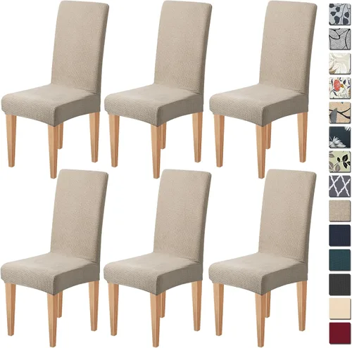 Vista 31 de Dioxide Fundas de Silla de Alto Estirar para Sillas de Comedor, Juego de Fundas de Silla de Comedor Lavables de 4, Fundas de Asiento de Silla