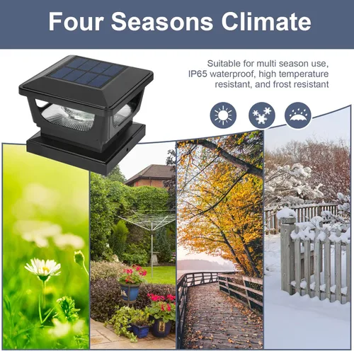 Vista 7 de FVTLED Paquete de 2 luces solares para tapa de poste, impermeables IP65 para exteriores, encendido/apagado automático, 120 lúmenes, 6500 K, blanco