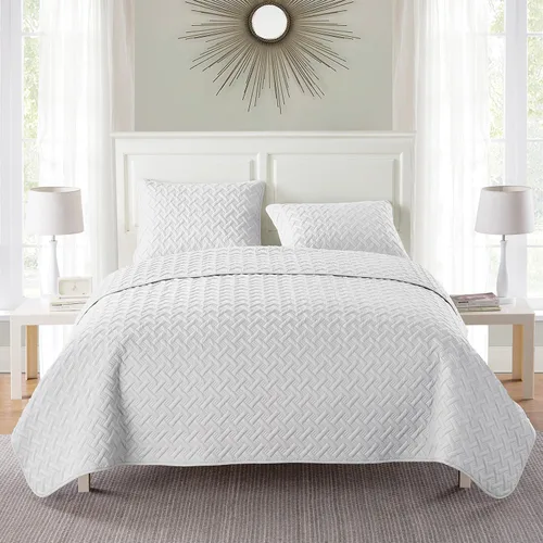 Vista 7 de VCNY Home - Juego de edredón para cama individual de 2 piezas, alternativa a edredón tamaño individual, colcha de tejido de cesta con funda