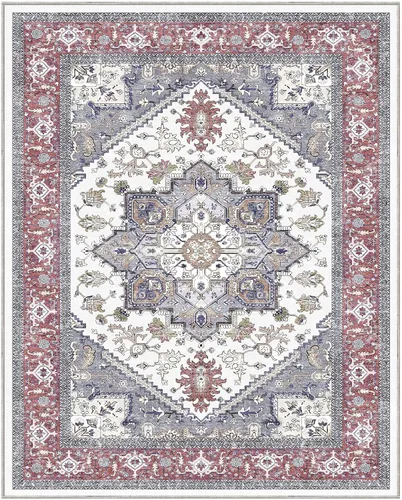 Vista 357 de OPPODREAM Alfombras suaves, pequeñas y lavables con parte trasera antideslizante, alfombra de cachemira sintética de pelo bajo, 2 x 3 pies, azul