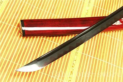 Vista 7 de GLW Espada 41' Damasco Plegado Arcilla Templado Negro Japonés Samurai Katana Espada Sharp
