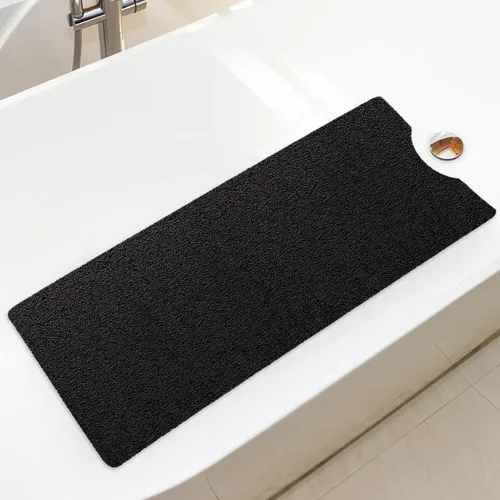 Vista 9 de Tapete de bañera antideslizante de PVC suave con drenaje para bañera de 40 x 16 pulgadas (beige amarillo)