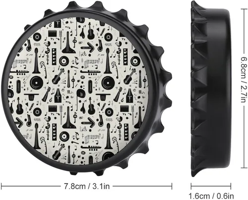 Vista 6 de Abrebotellas magnético de cerveza, diseño vintage negro, portátil, con una sola mano, pequeño abrebotellas magnético para nevera con camarero y al