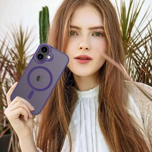 Vista 412 de Anuck - Funda magnética para iPhone 11 compatible con MagSafe, carcasa trasera mate translúcida dura, borde de TPU, delgada, resistente a impactos