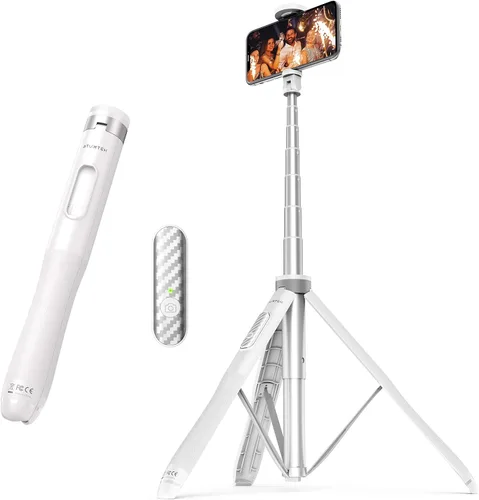 Vista 9 de ATUMTEK Trípode para selfie stick de 51 pulgadas, soporte extensible todo en uno con control remoto Bluetooth, rotación de 360° para iPhone y Negro