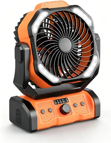 Vista 9 de Ventilador Portátil Recargable, 20000mAh Ventiladores Inalámbricos con Batería para Tienda de Campaña con Linterna LED, Pequeño Ventilador Exterior