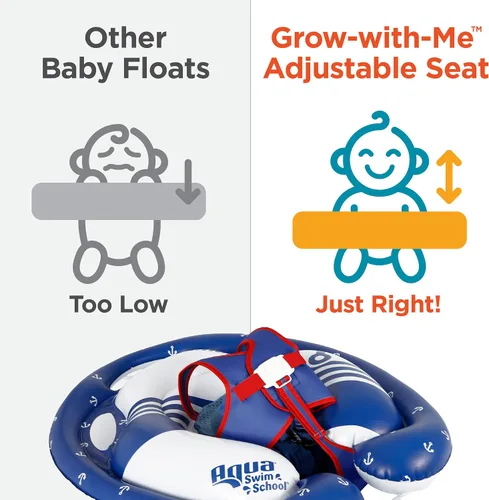 Vista 4 de SwimSchool Freestyle - Flotador de piscina para bebé con múltiples posiciones, asiento de seguridad ajustable, natación libre, doble cámara de aire