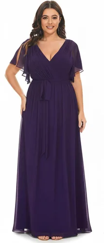 Vista 32 de Ever-Pretty Plus Vestidos de dama de honor formales de gasa para mujer Negro
