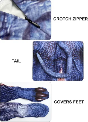 Vista 80 de Disfraz de animal para hombre con estampado de cola grande, overol peludo de elastano para cosplay, fiesta de Halloween
