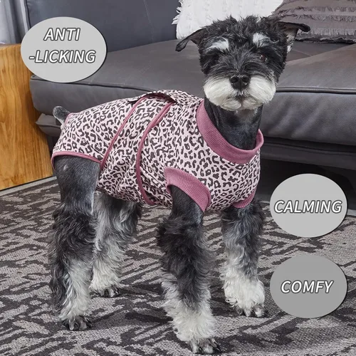 Vista 7 de Jiupety Traje de recuperación para perros ajustable, body para perros para heridas abdominales después de cirugía, collar electrónico sustituto Pink