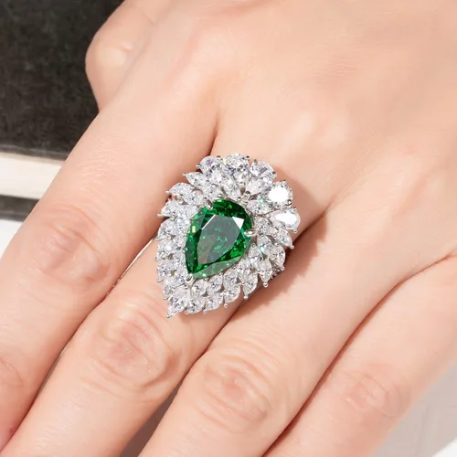 Vista 6 de 4CT-7CT Cubic Zirconia Cocktail Rings Pear CutHeart CutRadiant Cut 5A Grade Simulated Diamond CZ Statement Engagement Promise Ring for Women