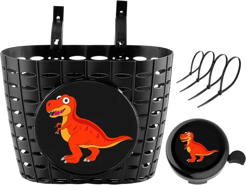 Vista 10 de Boys Bike Basket, Cute Bicycle Basket for Kids, Toddlers, Plastic Front Handlebar Basket for Scooter, Tricycle