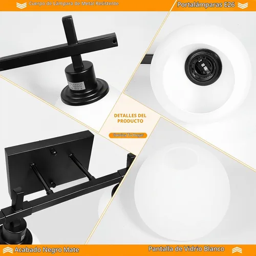 Vista 4 de Dpyrrhic Accesorios de Iluminación de Baño de 2 Luces Negro Sobre Espejo, Accesorios de Iluminación de Tocador Modernos, Luz de Tocador de Baño