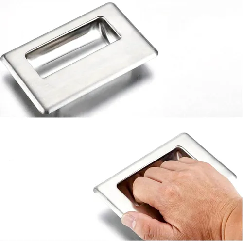 Vista 6 de Paquete de 2 tiradores empotrados ocultos de acero inoxidable cuadrados empotrados para muebles, para puerta, cajón, armario, puerta corrediza (XL)