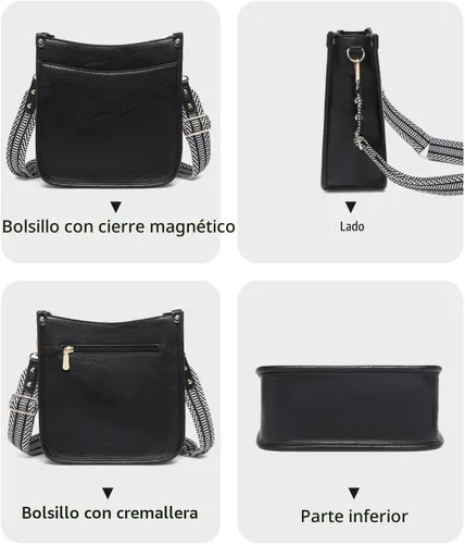 Vista 3 de Carteras para Mujeres 3PCS, Juego de Bolsos Cruzados Bolso Grande de Cuero Carteras de Hombro con Billetera Correas Ajustables para Damas Tote