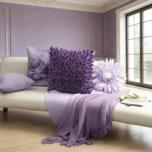 Vista 7 de Fundas de almohada de terciopelo floral morado, fundas de almohada cuadradas decorativas de flores en acuarela, funda de cojín suave para sofá